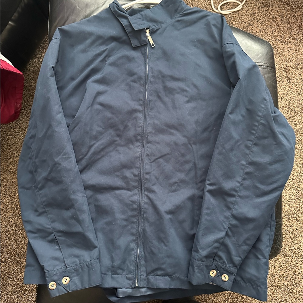 navy blue vintage zip up jacket